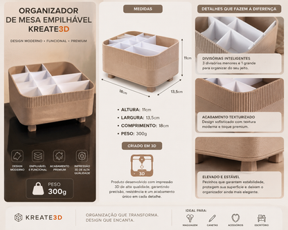 Organizador Multifuncional Nude com Divisórias 🤍✨